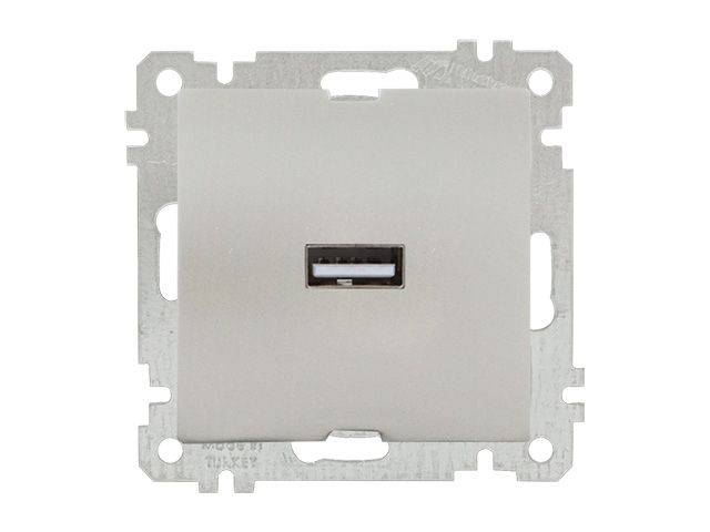 розетка 1-ая usb (скрытая, без рамки) титан, daria, mutlusan (usb-зарядка, 5v-2.1a) 2100 448 0183 от BTSprom.by