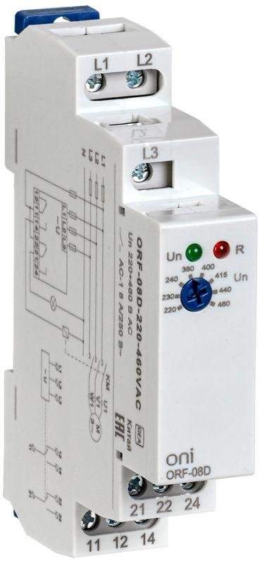 реле фаз orf-08d 3ф 2 конт. 220-460в ac oni orf-08d-220-460vac от BTSprom.by