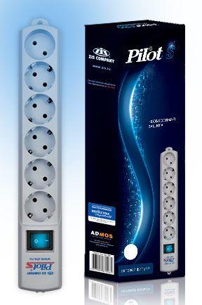 удлинитель с сетевым фильтром 6х5м с заземл. 10а ip20 cca 3х0.75 бел. pilot 45600 от BTSprom.by