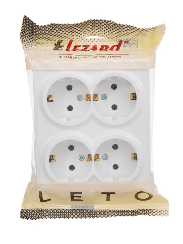  Розетка 4-м ОП LETO с заземл. закрытый корпус ПБТ бел. LEZARD 752-0200-127BDP фото в каталоге от BTSprom.by