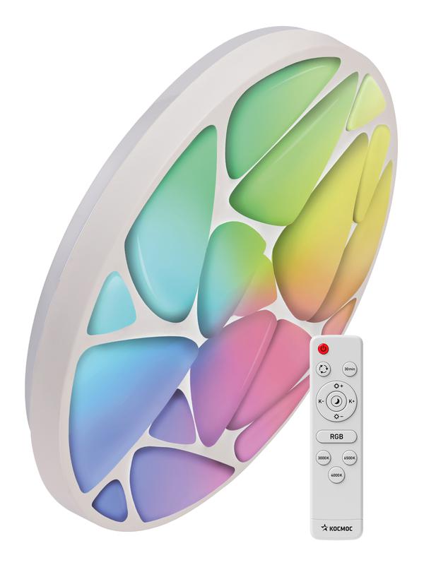 светильник светодиодный premium shell rgb 75вт 230в 3000-6500к 6000лм ip40 500х80мм настенно-потолочныйуправляемый с пультом ду с rgb подсветкой космос ksshelrgb75w от BTSprom.by