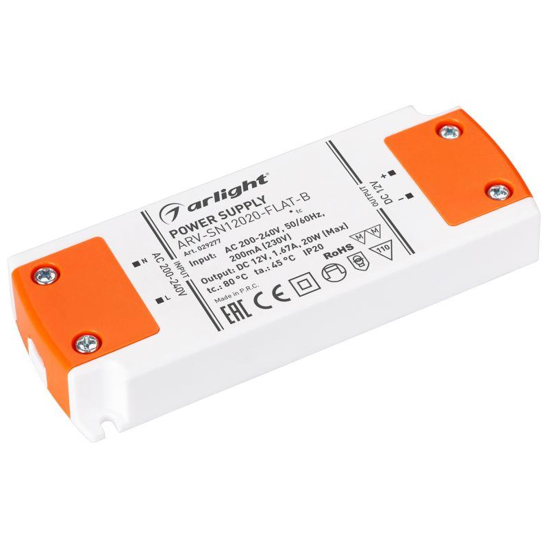 блок питания arv-sn12020-flat-b 12в 1.67а 20вт ip20 пластик 3 года arlight 029277 от BTSprom.by