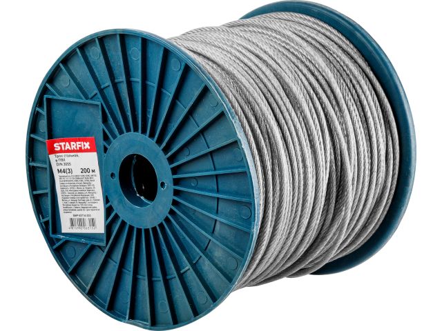 трос стальной в пвх м4(3) din 3055 (бухта 200 м) starfix smp-53714-200 от BTSprom.by