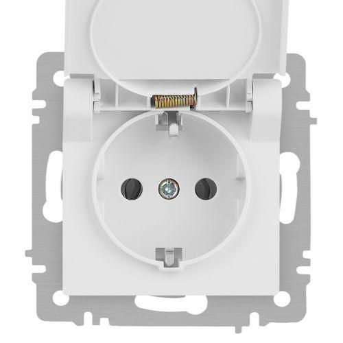  Розетка 1-м СП Accent 6-203-01М 16А IP20 250В 2P+E Schuko с крышкой бел. матов. Intro Б0063713 фото в каталоге от BTSprom.by