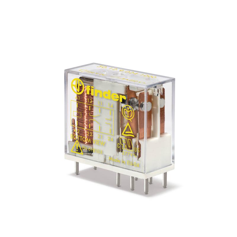 реле безопасности электромеханич. (реле с принудительным управлением контактами) монтаж на печатную плату или в розетку выводы с шагом 5мм 2co 8а agni 60в dc rtii finder 501290601000 от BTSprom.by