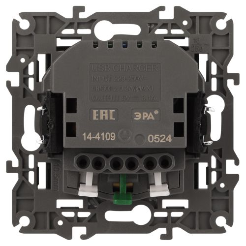  Розетка 16А 250В 2P+E с 2хUSB 5В-3А защ. шторки Elegance антрацит 14-4109-05 ЭРА Б0047871 фото в каталоге от BTSprom.by