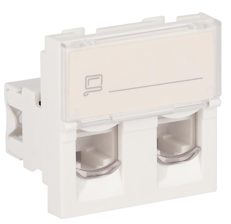 розетка компьютерная 2-м 2хrj45 45х45мм бел. ruvinil адл 13-913 от BTSprom.by
