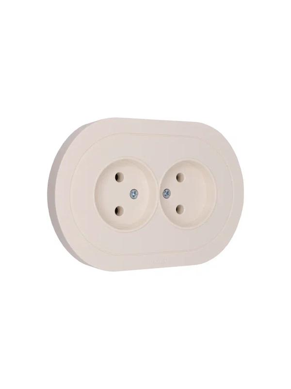  Розетка 2-м СП OSEN без заземл. ПБТ круглая механизм сл. кость LEZARD 744-9000-128B фото в каталоге от BTSprom.by