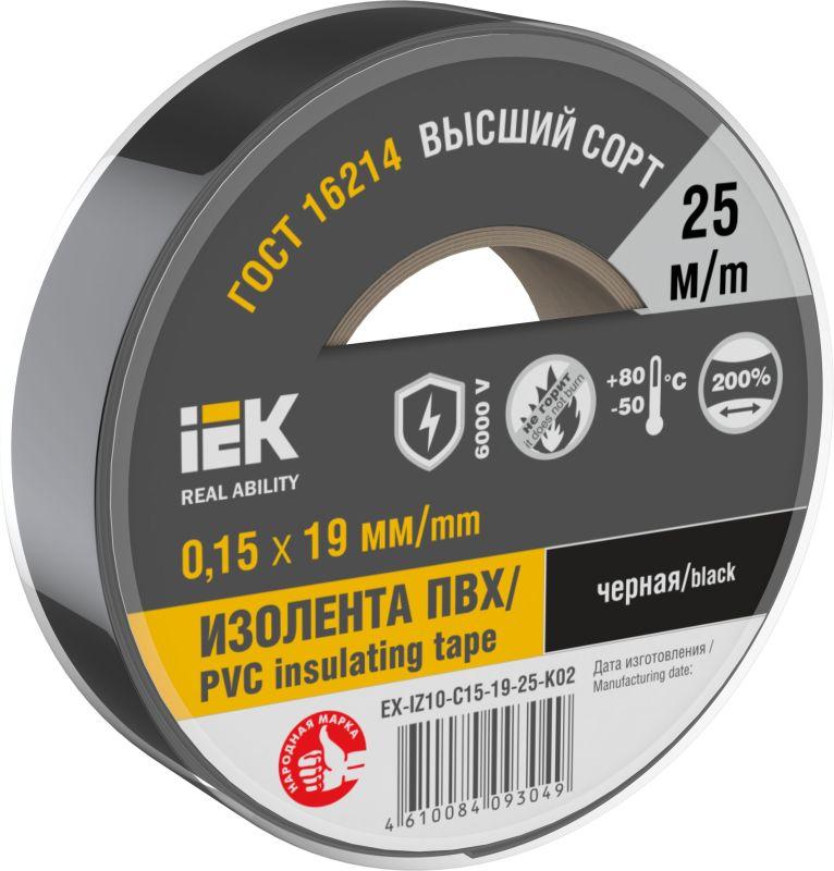 изолента 0.15х19мм (рул.25м) черн. iek ex-iz10-c15-19-25-k02 от BTSprom.by