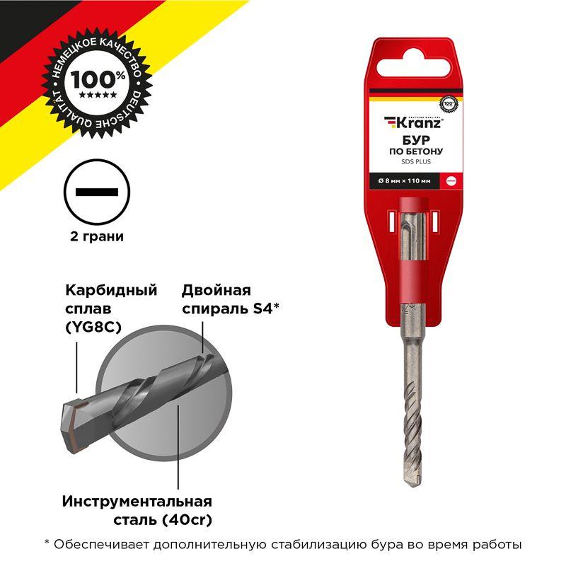 бур по бетону 8x110мм sds plus kranz kr-91-0007 от BTSprom.by