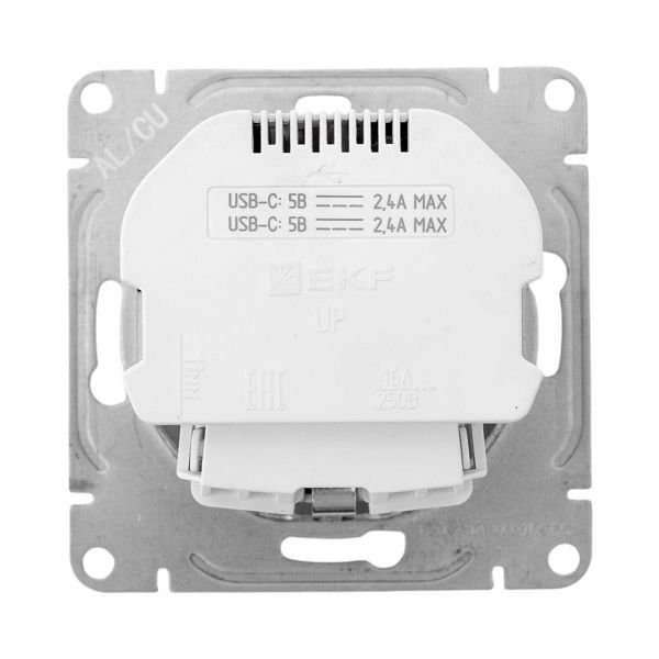  Розетка СП Эпика 16А с 2 USB-C с заземл. защ. шторки механизм алюм. EKF UP1-SOA-111-2USBC фото в каталоге от BTSprom.by