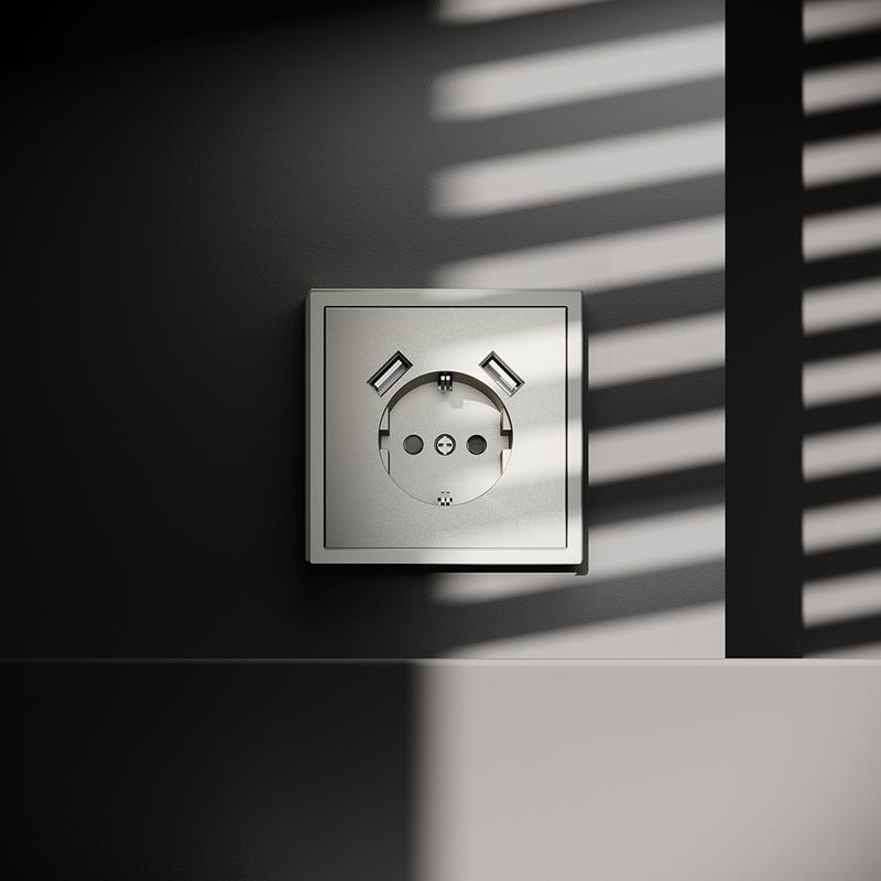  Розетка 1-м СП S70 16А с USB A+A с заземл. защ. шторки механизм шелк Voltum VLS040404 фото в каталоге от BTSprom.by