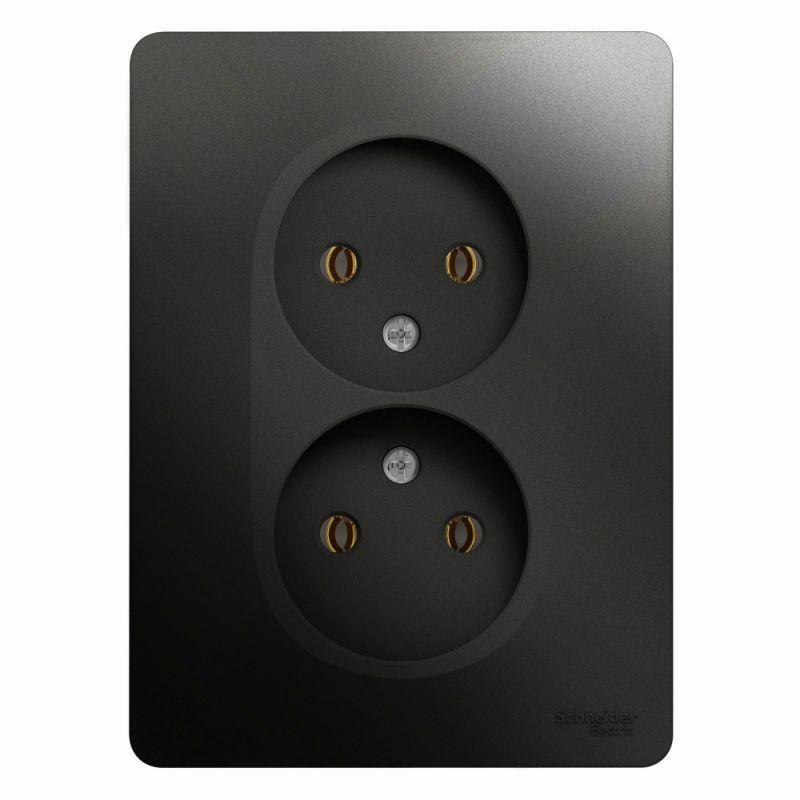 розетка 2-м сп glossa 16а ip20 без заземл. в сборе антрацит se gsl000720 от BTSprom.by