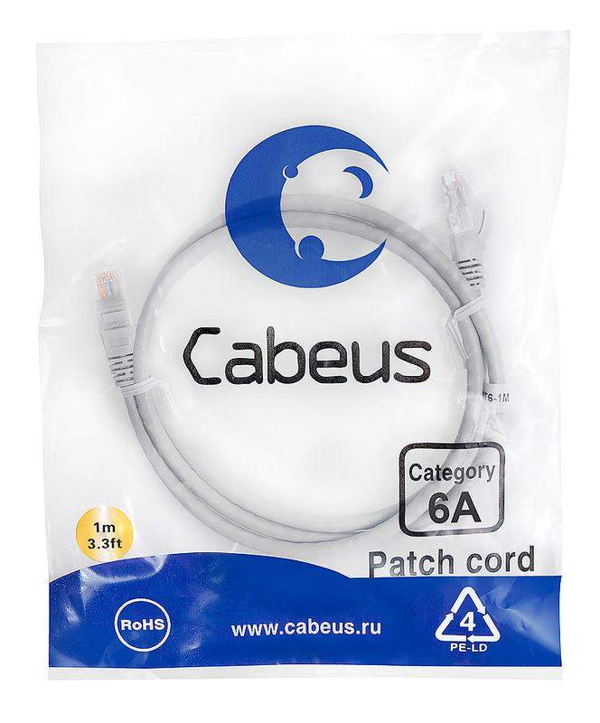 патч-корд u/utp кат.6a pc-utp-rj45-cat.6a-1m-lszh 2xrj45/8p8c неэкранир. lszh (10g) 1м сер. cabeus 7894c от BTSprom.by
