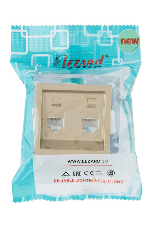  Розетка компьютерная двойн. VESNA зол. LEZARD 742-3688-141 фото в каталоге от BTSprom.by