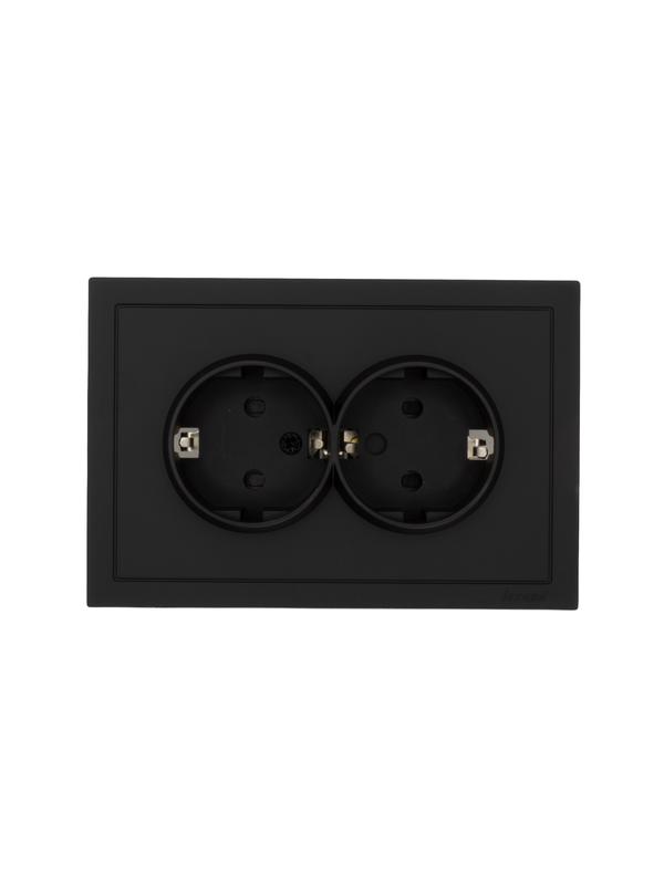 розетка 2-м сп zima 16а ip20 с заземл. с защ. от детей пбт безвинтовой зажим/клемма черн. lezard 704-4200-127bpchqc от BTSprom.by