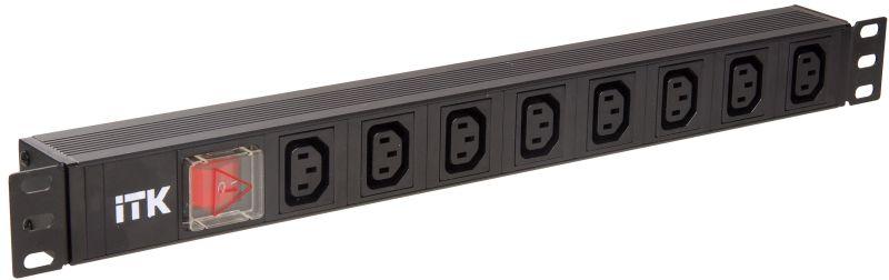 блок розеток 8 мест pdu 19дюймов iec320 c13 ph12-8c133 с led выкл. алюм. профиль1u вход c14 без шнура itk ph12-8c133 от BTSprom.by