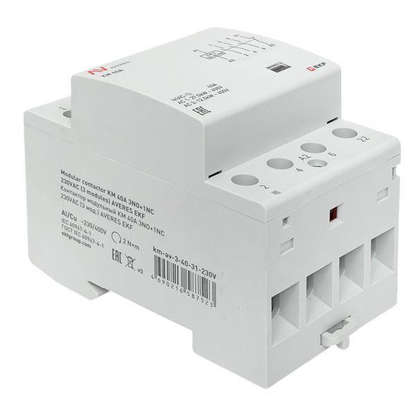 Контактор модульный КМ 40А 3NO+1NC 230В AC (3 мод.) AVERES EKF km-av-3-40-31-230V фото в каталоге от BTSprom.by
