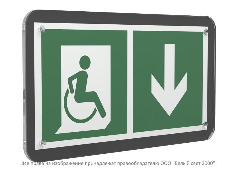 знак безопасности ps-33186-black.e70 "указатель двери эвакуационного выхода (прав.) для мгн" белый свет a32989 от BTSprom.by