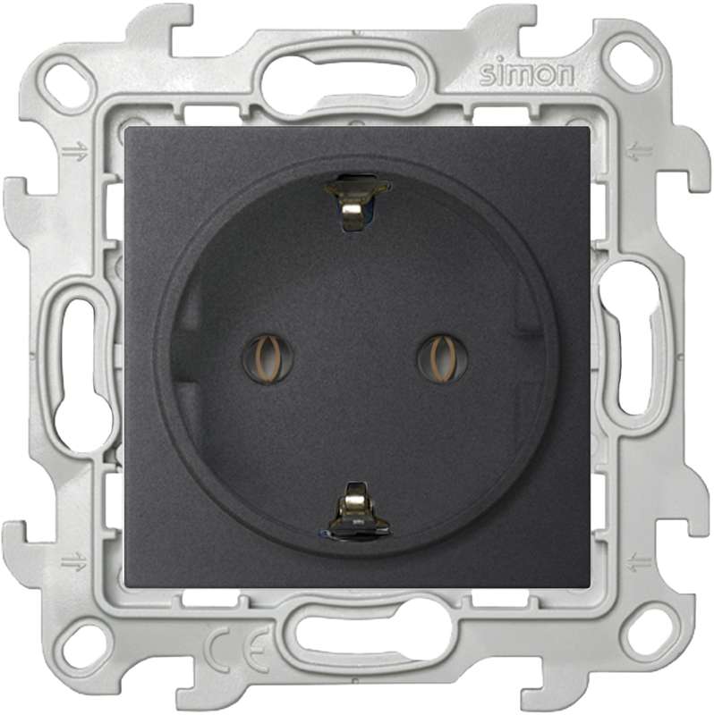 розетка 1-м сп simon 24 16а ip20 2p+e schuko без защ. шторок механизм графит simon 2450434-038 от BTSprom.by