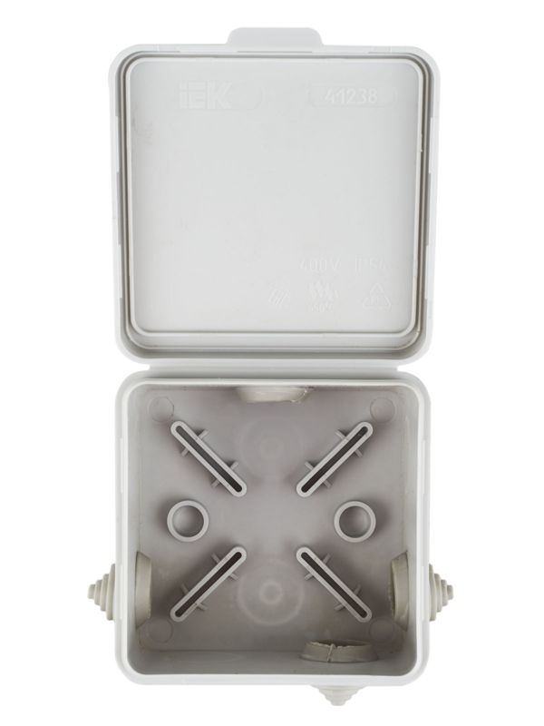  Коробка распаячная ОП 80х80х50 IP54 КМ41238 откид. крышка 7 вводов (7035) IEK UKO31-080-080-050-K03-54 фото в каталоге от BTSprom.by
