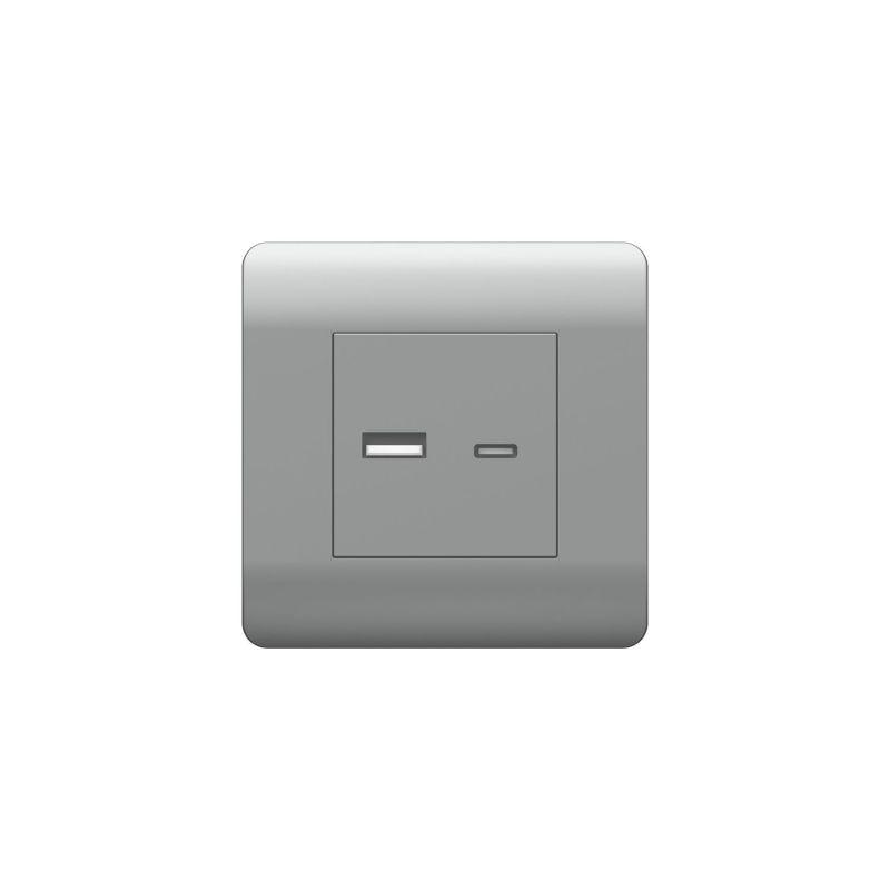 розетка usb new3-e тип a+c 5в/2.1а серебр. chint 431451 от BTSprom.by