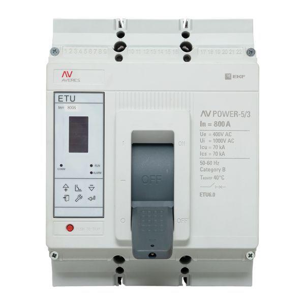  Выключатель автоматический 800А 70кА AV POWER-5/3 ETU6.0 AVERES EKF mccb-53-800M-6.0-av фото в каталоге от BTSprom.by