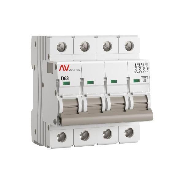 выключатель автоматический модульный 4п d 63а 6ка av-6 averes ekf mcb6-4-63d-av от BTSprom.by