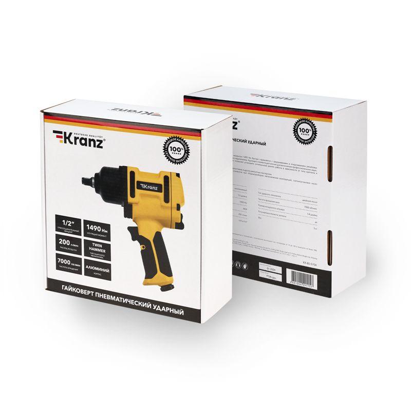  Гайковерт пневматический 1/2дюйм 1490Нм Kranz KR-80-0704 фото в каталоге от BTSprom.by