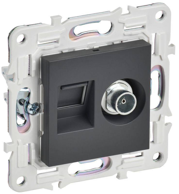 розетка двойная tv+rj45 кат.5e skandy sk-a14t титан iek sk-ak20-1-k48 от BTSprom.by
