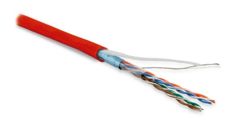 кабель витая пара f/utp кат.5e 4 пары 26 awg мж patch экран-фольга lszh нг(с)-hf futp4-c5e-p26-in-lszh-rd-100 красн. (уп.100м) hyperline 243621 от BTSprom.by