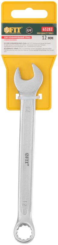  Ключ комбинированный усиленный "Гранд" CrV холодный штамп 12мм FIT 63282 фото в каталоге от BTSprom.by
