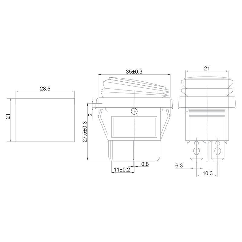  Выключатель клавишный 250В 15А (4с) ON-OFF зел. с подсветкой ВЛАГОЗАЩИТА (RWB-507) Rexant 36-2362 фото в каталоге от BTSprom.by