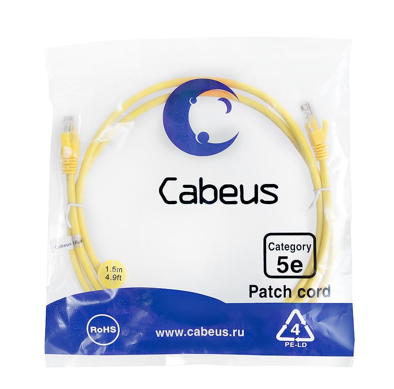 патч-корд u/utp кат.5e pc-utp-rj45-cat.5e-1.5m-yl 2xrj45/8p8c неэкранир. pvc 1.5м желт. cabeus 7695c от BTSprom.by