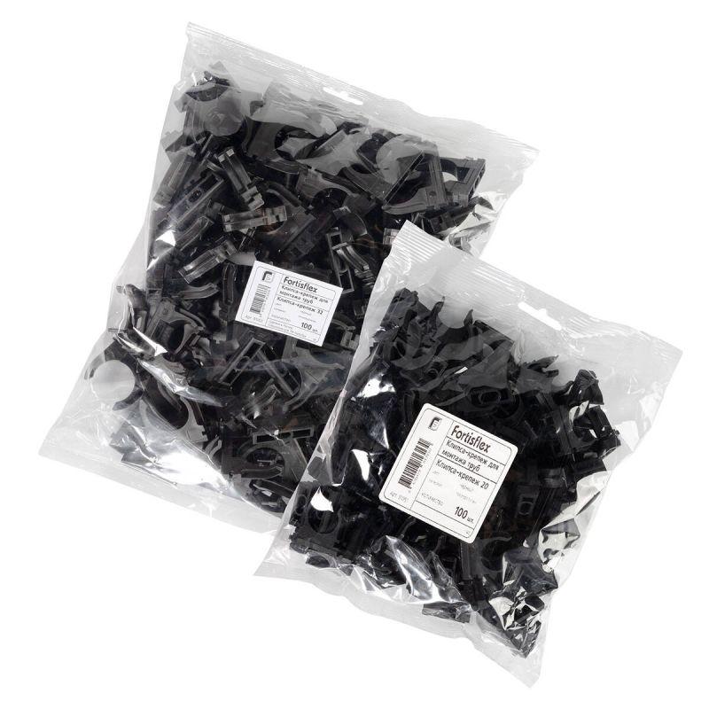  Держатель для труб (клипса) d32 черн. Fortisflex 91053 фото в каталоге от BTSprom.by