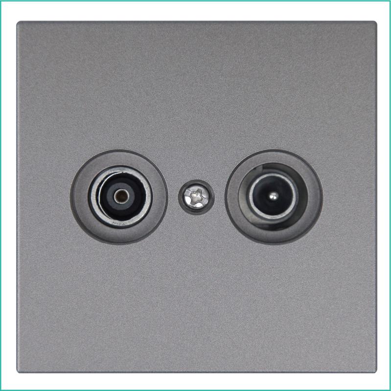 розетка телевизионная оконечная tv + fm 2-м сп fd ф9.5мм с накладкой механизм никель jasmart fd6204ni от BTSprom.by