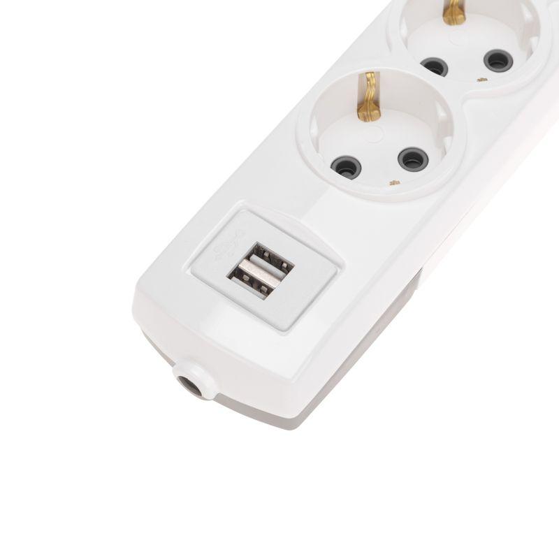  Колодка 6-м с заземл. PREMIUM 2 USB бел. Rexant 13-4407 фото в каталоге от BTSprom.by