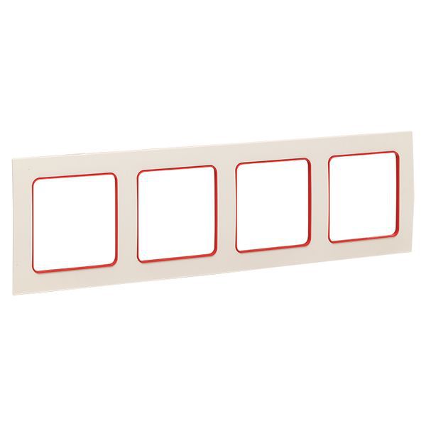  Рамка 4-м Стокгольм бел. с линией цвета красн. PROxima EKF EAM-G-305-10 фото в каталоге от BTSprom.by