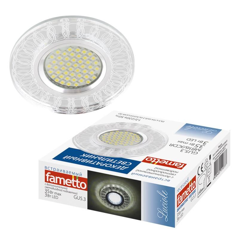 светильник декоративный dls-l154 gu5.3 glassy/clear 3d gu5.3 встраив. доп. светодиод. подсветка 3вт без лампы fametto ul-00005319 от BTSprom.by
