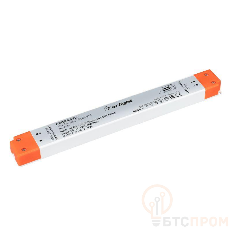 Блок питания ARV-SP-24030-SLIM-PFC (24В 1.25А 30Вт) IP20 пластик Arlight 047970 фото в каталоге от BTSprom.by  Блок питания ARV-SP-24030-SLIM-PFC (24В 1.25А 30Вт) IP20 пластик Arlight 047970 фото в каталоге от BTSprom.by