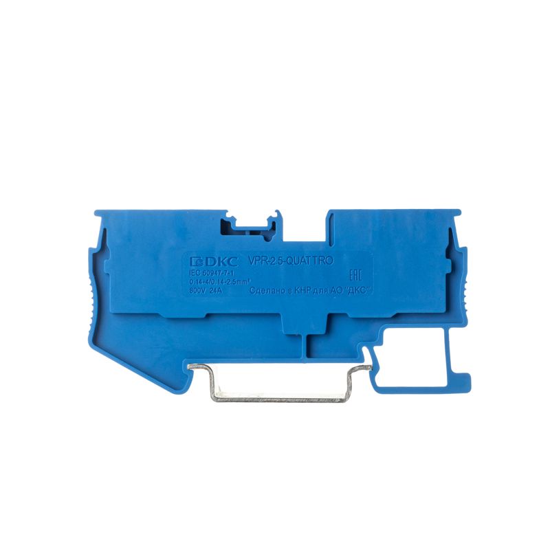  Клемма проходная зажим push-in 4 точки подключения 2.5кв.мм син. DKC VPR-2.5-QUATTRO-BU фото в каталоге от BTSprom.by