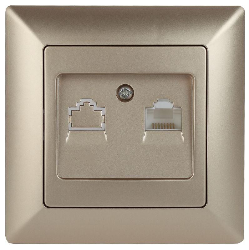 розетка компьютерная 1-м сп solo 4-303-04 rj45 шампань intro б0043385 от BTSprom.by
