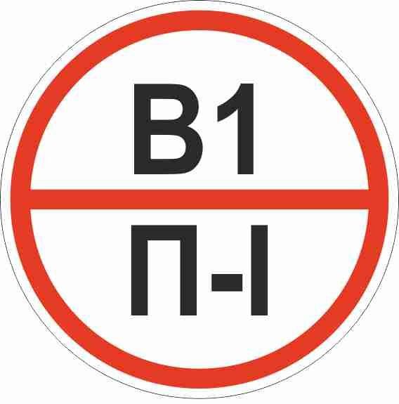 знак "категории помещения по взрывопожарной и пожарной опасности в1 п-i" 200х200мм пластик ekf pn-b1-p-l от BTSprom.by