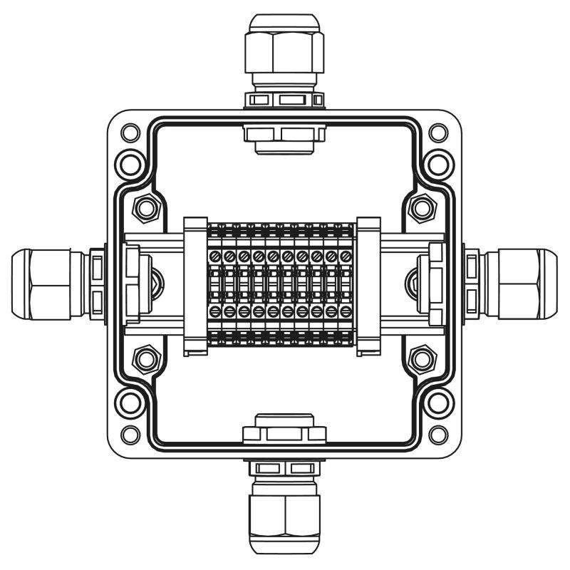 коробка взрывозащищенная клеммная из полиэстера tbe-p-03-(10xcbc.2)-1xpabmp(a)-1xpabmp(b)-1xpabmp(c)-1xpabmp(d)1ex e iic т5 gb / extb iiic t95град.c db ip66 dkc 1231.031.22.121x от BTSprom.by