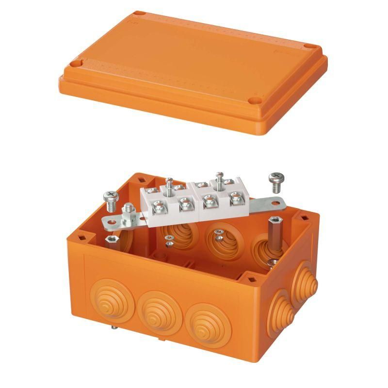 коробка ответвительная fs 150х110х70мм 4р 450в 32а 10кв.мм нерж. контакт с каб. вводами и клеммн. ip55 пластик. dkc fsk21410 от BTSprom.by