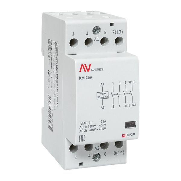 контактор модульный км 25а 4no 230в ac (2 мод.) averes ekf km-av-2-25-40-230v от BTSprom.by