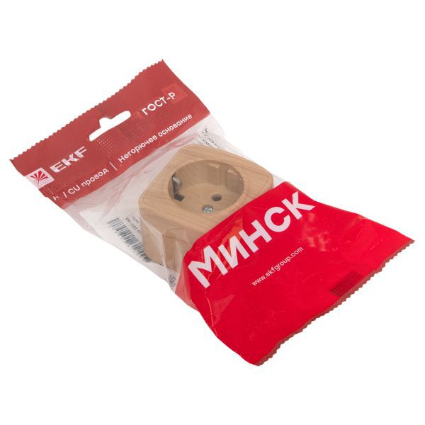  Розетка 1-м ОП Минск 16А IP20 с заземл. свет. дерево EKF EGR16-028-30 фото в каталоге от BTSprom.by