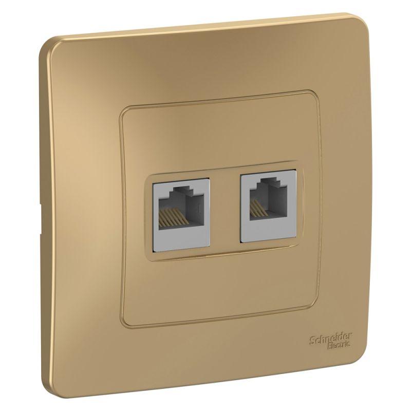 розетка компьютерная + телефонная 2-м сп blanca rj45 кат.5e + rj11 титан se blnis045114 от BTSprom.by
