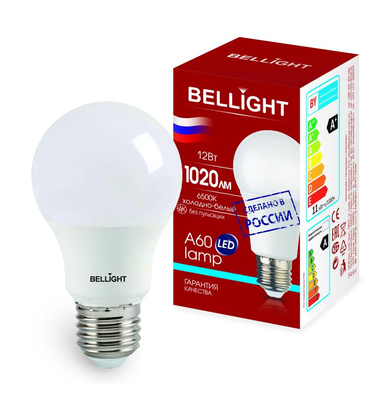 лампа светодиодная led a60 220в 12вт e27 1020лм 6500к bellight 88297790 от BTSprom.by