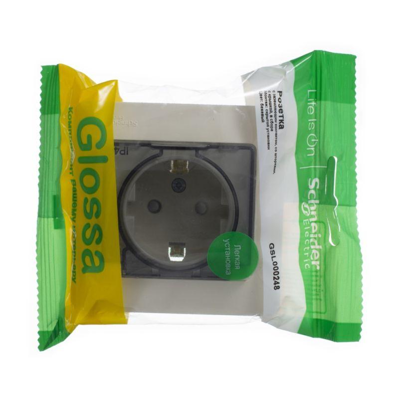  Розетка 1-м СП Glossa 16А IP44 с заземл. защ. шторки с крышкой в сборе беж. SE GSL000248 фото в каталоге от BTSprom.by